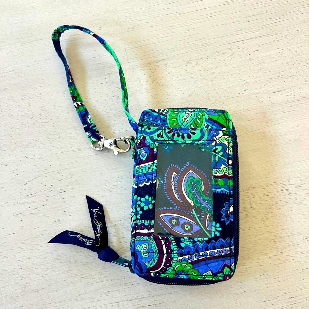 Vera Bradley Blue Green Floral Zip Around Wallet Wristlet
